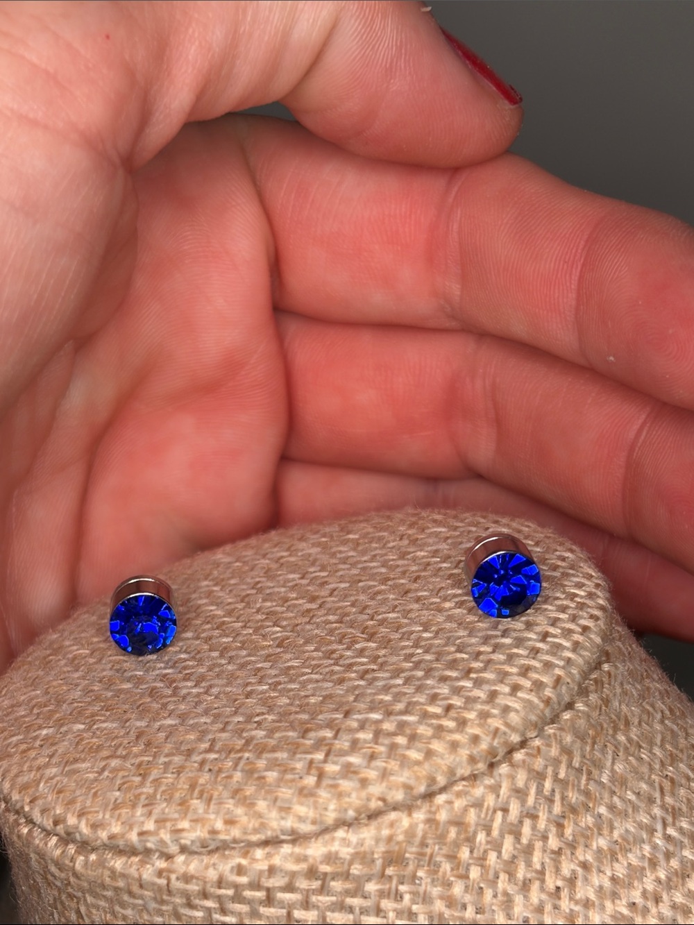 Blue Crystal Stud magnetic Earrings - Classic Women Jewelry